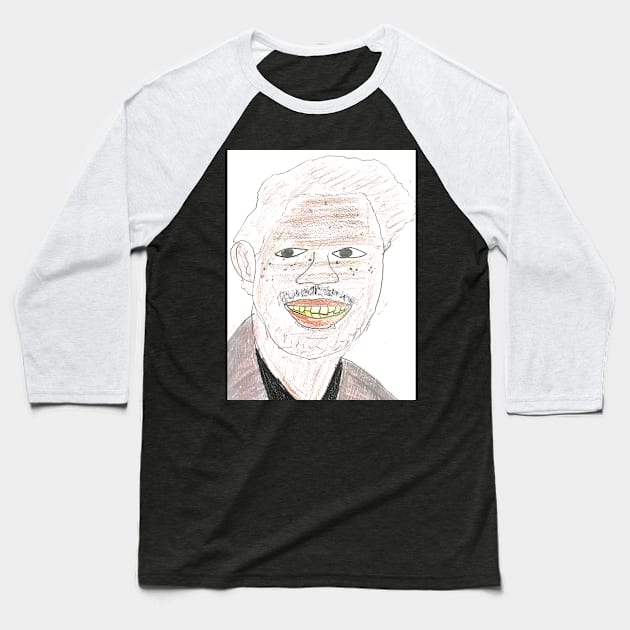 Morgan Freeman Art Baseball T-Shirt by SaifsArt